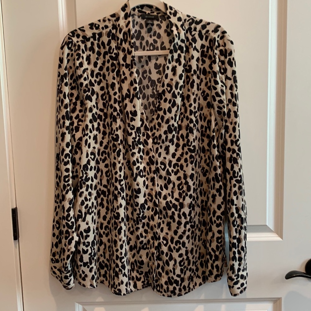Long sleeve halogen 3X leopard blouse